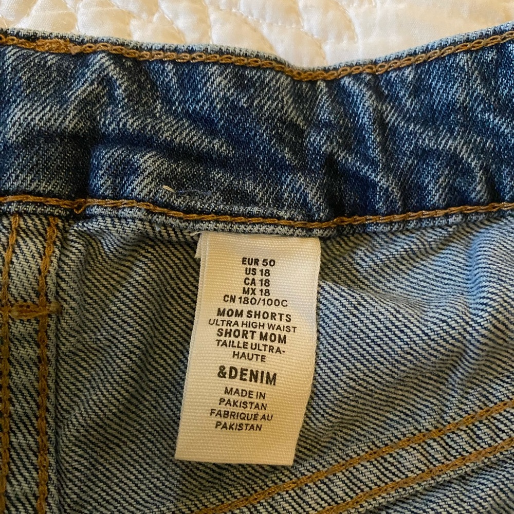 H&M mom shorts, ultra high waist, size 18, distressed with cuffs. - Picture 3 of 4